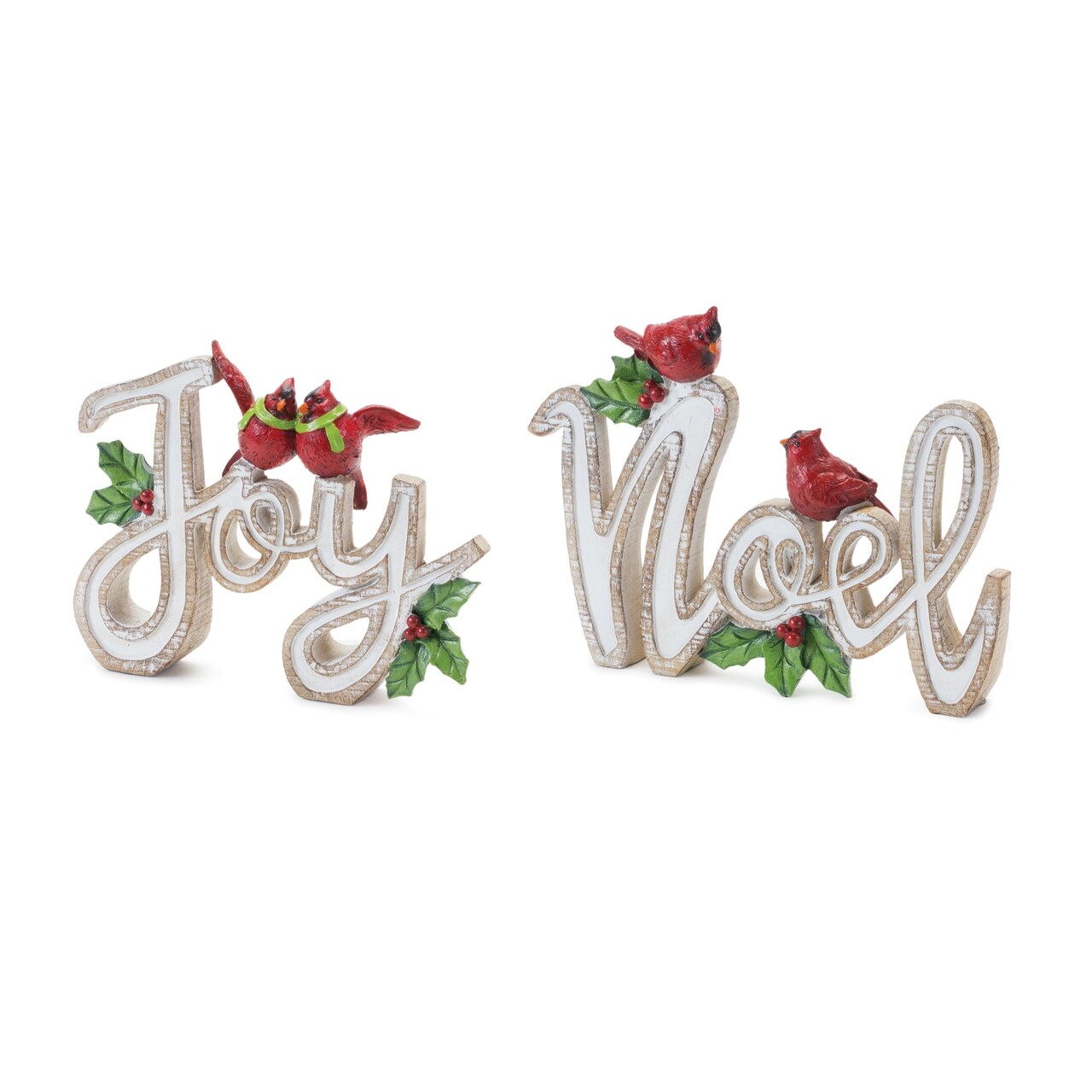 Melrose Set of 2 "Joy" and "Noel" Christmas Tabletop Word Signs 8.25"